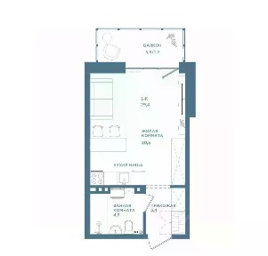 Продается студия, 29,4 м²