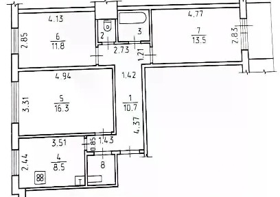 Продается 3-комн. квартира, 62,7 м²