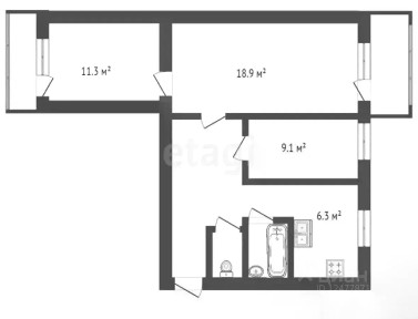 Продается 3-комн. квартира, 57,5 м²