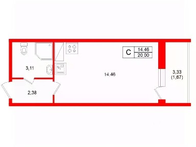 Продается студия, 20 м²