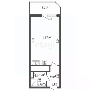 Продается студия, 22,1 м²