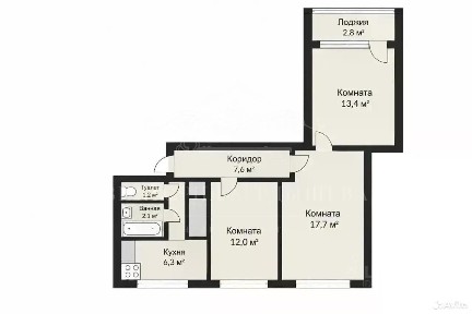 Продается 3-комн. квартира, 60,5 м²