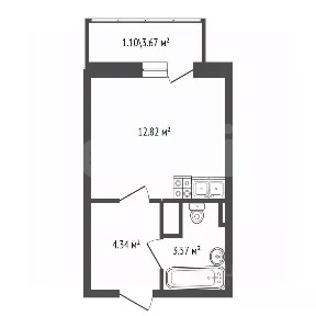 Продается студия, 21,83 м²