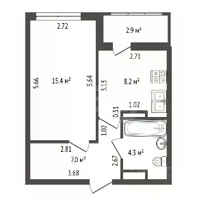 Продается 1-комн. квартира, 34,9 м²