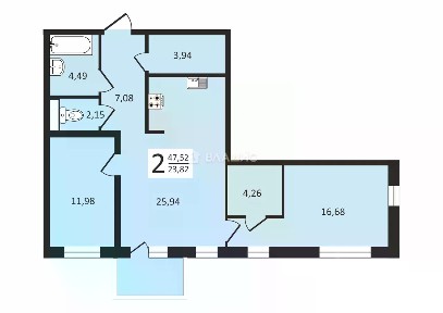 Продается 2-комн. квартира, 76,9 м²