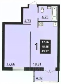 Продается 1-комн. квартира, 45,8 м²