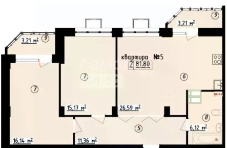 Продается 2-комн. квартира, 81,8 м²