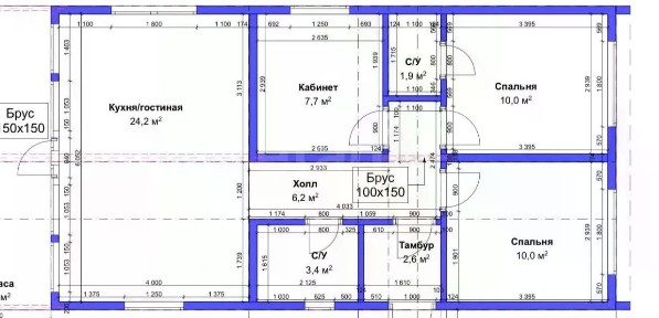 Продается 1-этажный дом, 100 м²