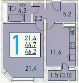 Сдается 1-комн. квартира, 48 м²