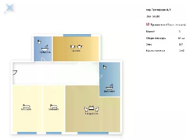Сдается 3-комн. квартира, 64 м²