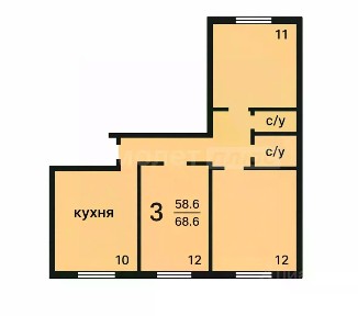 Продается 3-комн. квартира, 68,6 м²