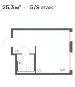 Сдается студия, 25,3 м²