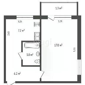 Продается 1-комн. квартира, 33,4 м²