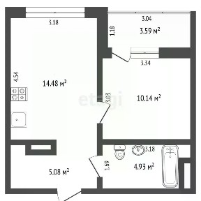 Продается 1-комн. квартира, 37,79 м²