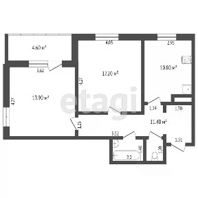 Продается 2-комн. квартира, 57,4 м²