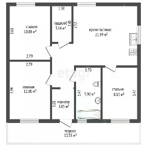 Продается 1-этажный дом, 75 м²