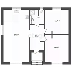 Продается 1-этажный дом, 76 м²