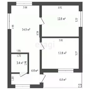 Продается 1-этажный дом, 59,5 м²