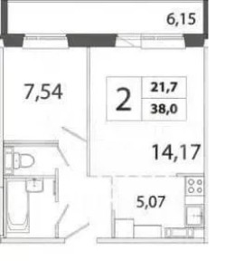 Продается 2-комн. квартира, 34,5 м²