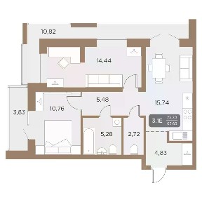 Продается 3-комн. квартира, 63,65 м²