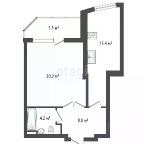 Продается 1-комн. квартира, 47,7 м²