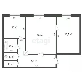 Продается 2-комн. квартира, 53,6 м²