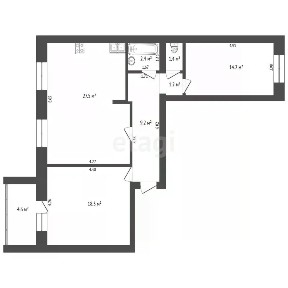 Продается 2-комн. квартира, 74,2 м²