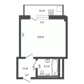 Продается студия, 26,5 м²