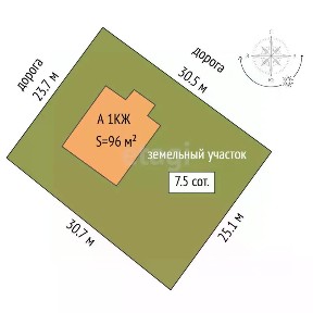 Продается 1-этажный дом, 96 м²
