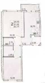 Продается 2-комн. квартира, 51,2 м²