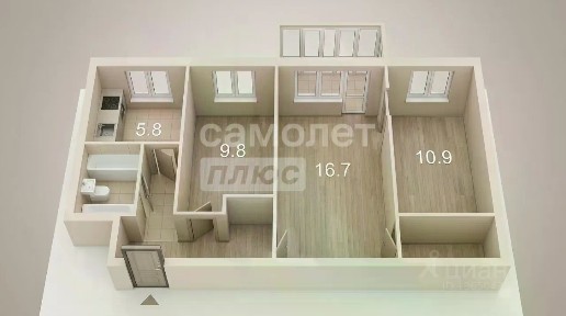Продается 3-комн. квартира, 54 м²