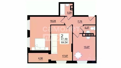 Продается 2-комн. квартира, 62 м²