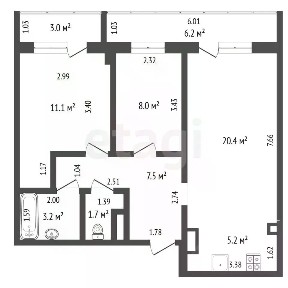 Продается 2-комн. квартира, 44 м²