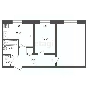 Продается 2-комн. квартира, 42,5 м²