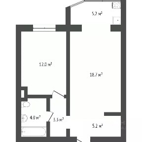 Продается 1-комн. квартира, 43,8 м²