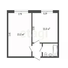 Продается 1-комн. квартира, 32,3 м²