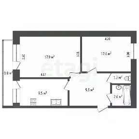Продается 2-комн. квартира, 53,3 м²
