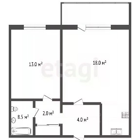 Продается 1-комн. квартира, 43,8 м²