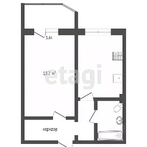 Продается 1-комн. квартира, 43,8 м²