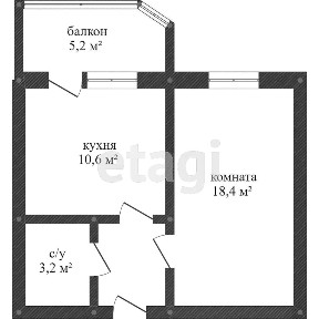 Продается 1-комн. квартира, 48,3 м²