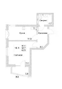 Продается 1-комн. квартира, 39,8 м²