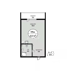 Продается студия, 22,5 м²