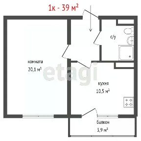 Продается 1-комн. квартира, 38,4 м²