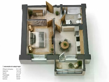 Продается 1-комн. квартира, 40,7 м²