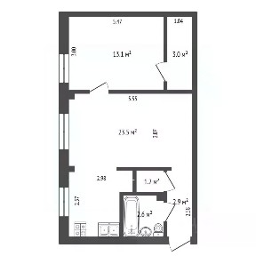 Продается 2-комн. квартира, 46 м²