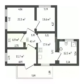 Продается 1-этажный дом, 89,7 м²
