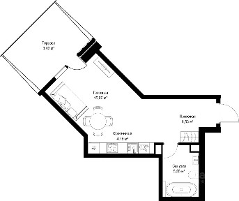 Продается студия, 36,22 м²