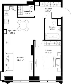 Продается 1-комн. квартира, 57,67 м²