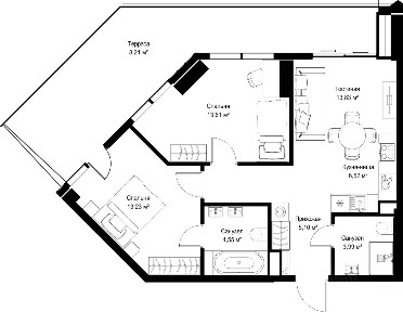 Продается 2-комн. квартира, 69,04 м²