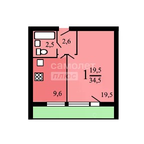 Продается 1-комн. квартира, 34,6 м²